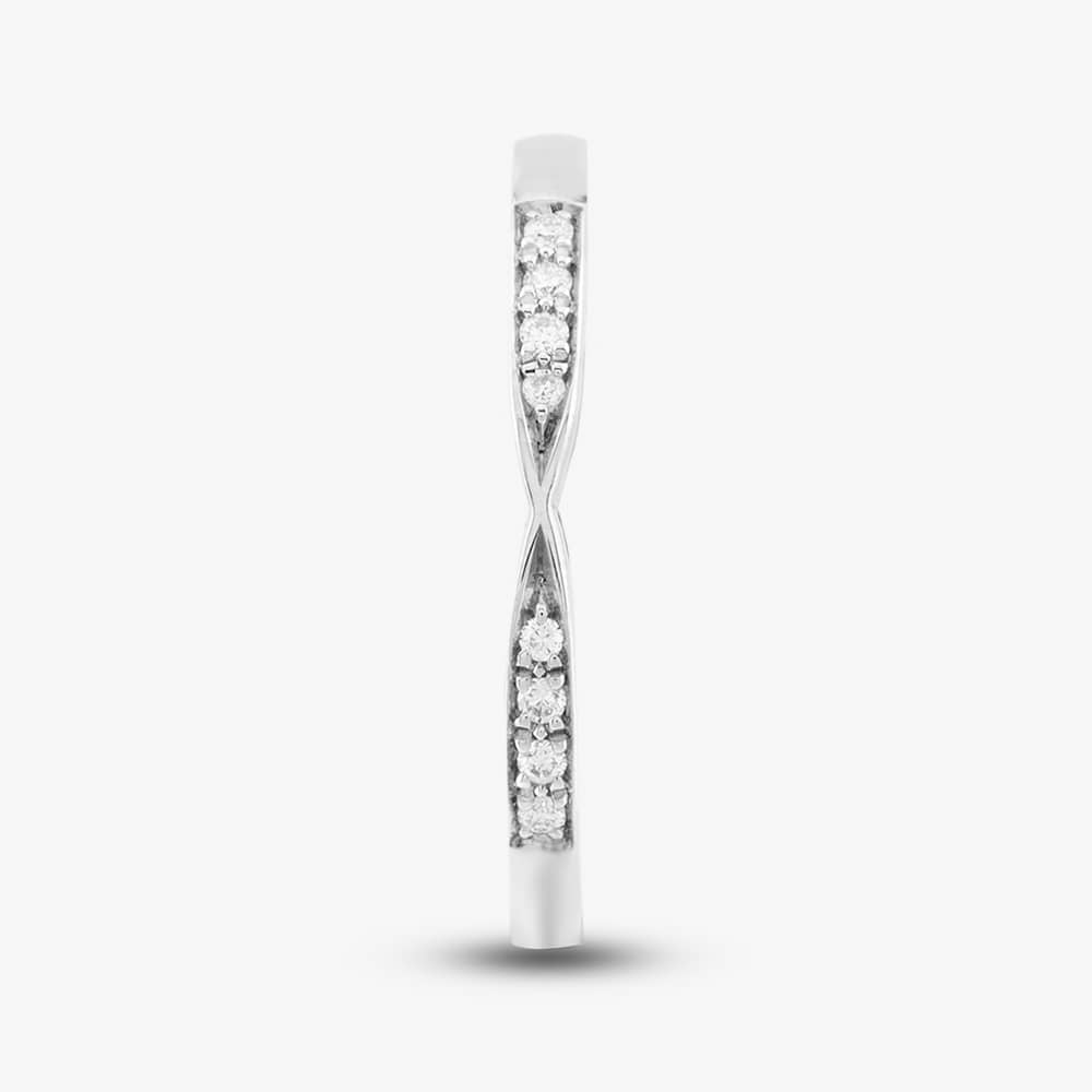 Brown & Newirth 9ct White Gold Brilliant Cut Diamond Twist Wedding Ring STF24 9W LDS