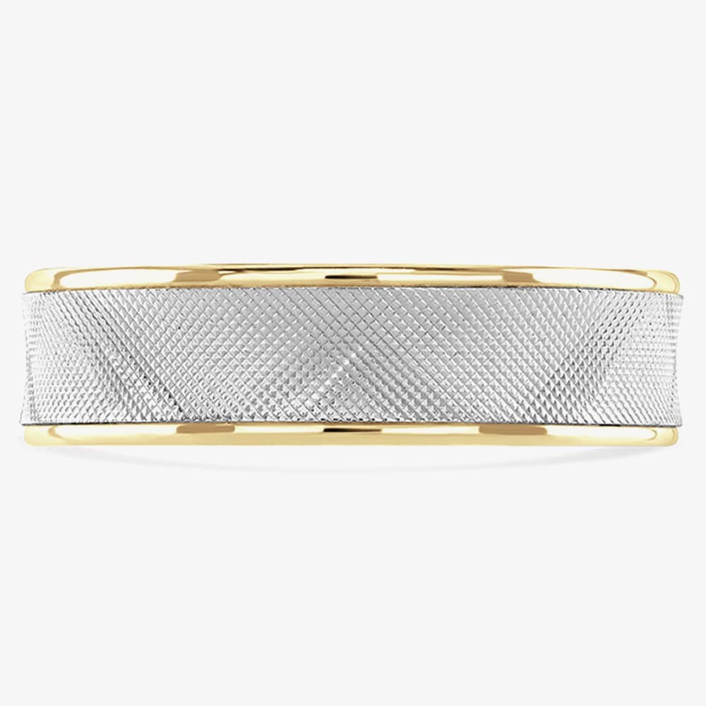 Brown & Newirth Alloy 18ct Yellow Gold & Platinum Textured 5mm Ring 7147 5.0