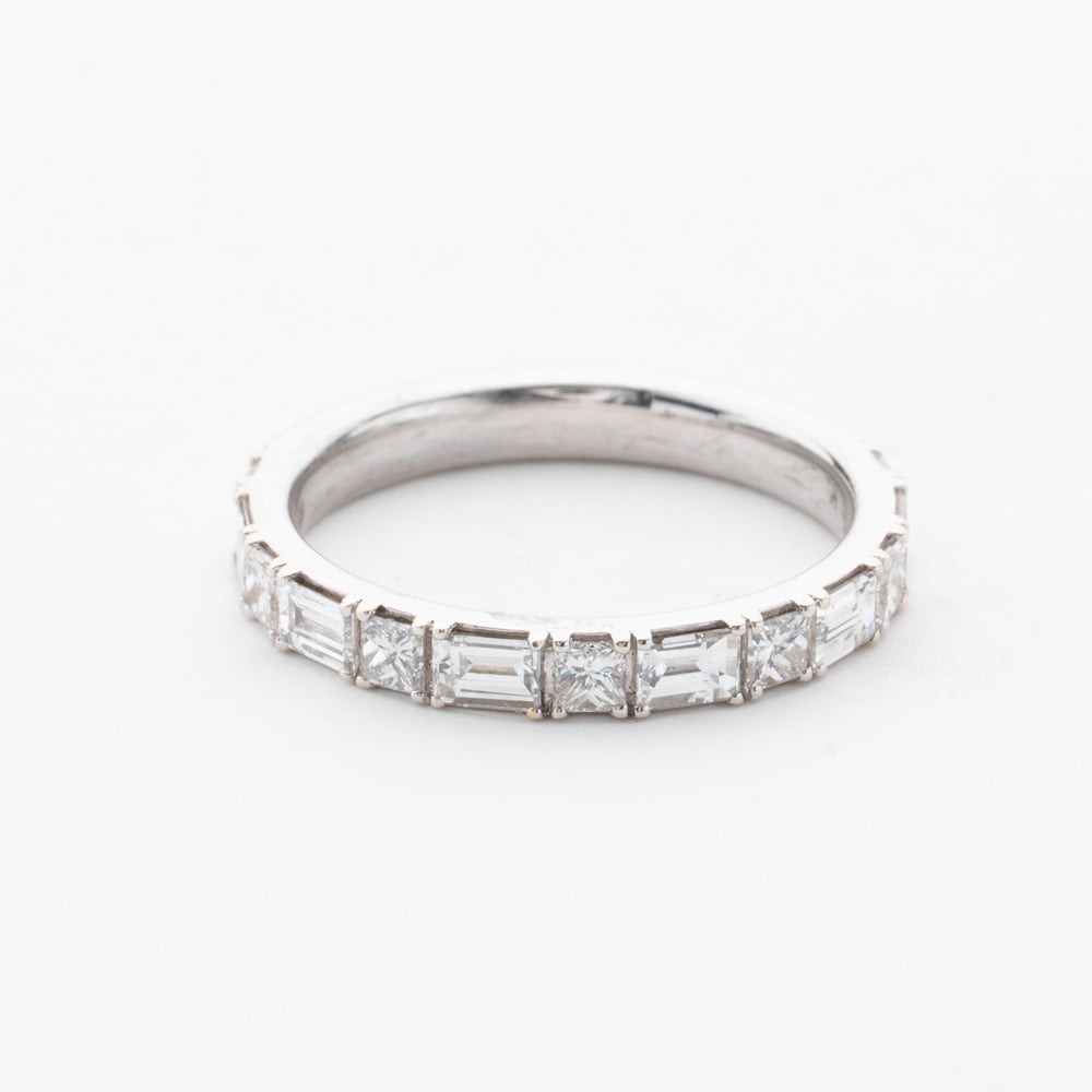 9ct White Gold Princess & Baguette Cut Diamond Half Eternity Ring XPB-260-090-9W-H/I-6506