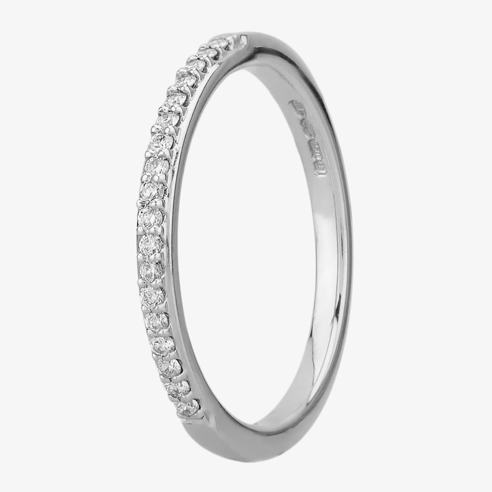 18ct White Gold 2mm Narrow Pave-set Diamond Wedding Ring 9708/18W/DQ10