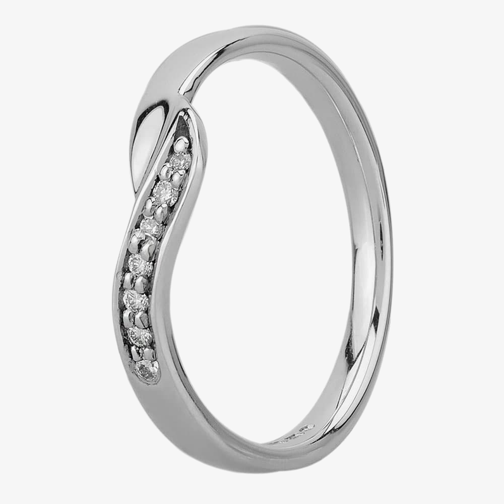 9ct White Gold 2.7mm Diamond Set Wishbone Wedding Ring 9306/9W/DQ10