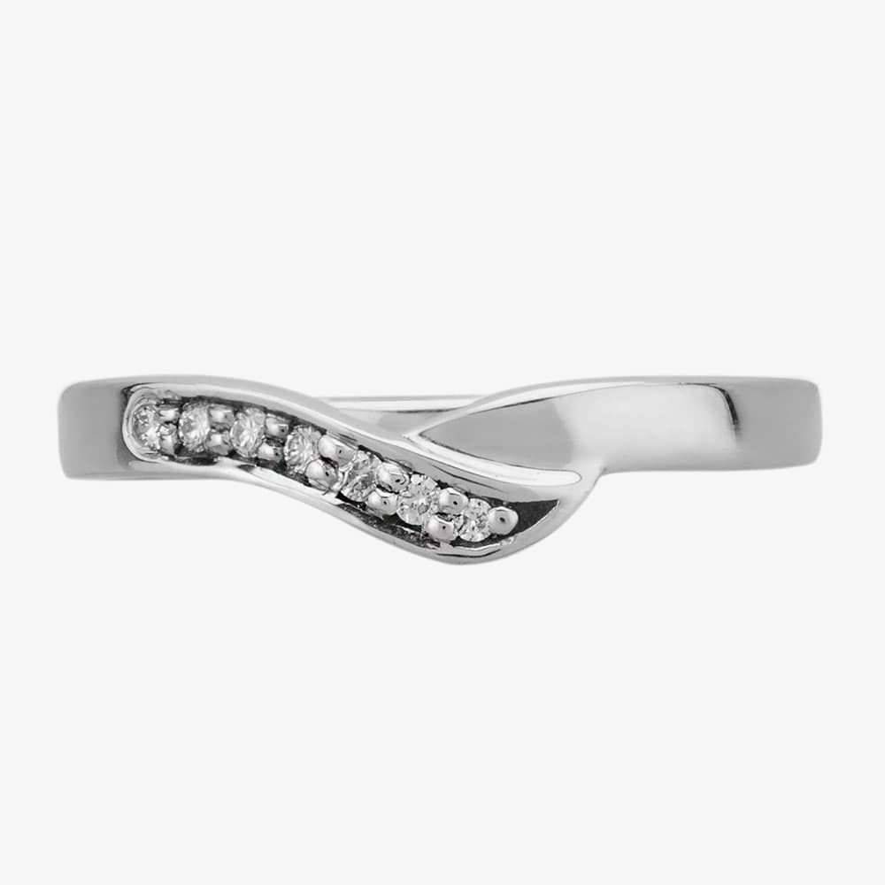 9ct White Gold 2.7mm Diamond Set Wishbone Wedding Ring 9306/9W/DQ10