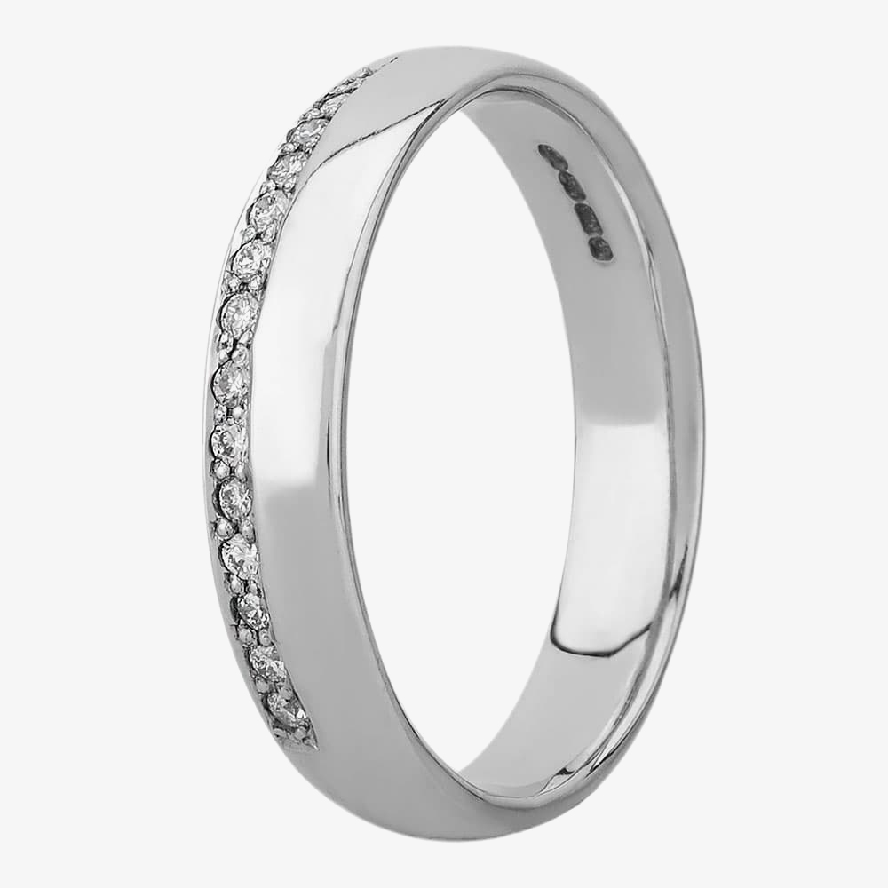 9ct White Gold 0.13ct Brilliant Cut Diamond Edged 4mm Wedding Ring 7607W/9W/DQ10