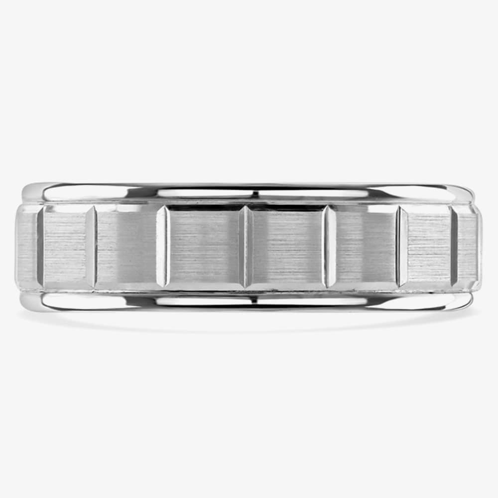 Brown & Newirth Gleason Platinum Brushed Cube 6mm Ring ANFP2039M 6.0
