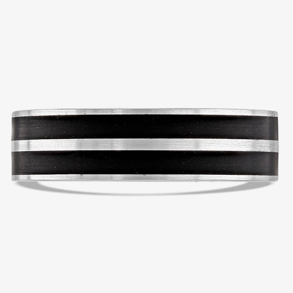 Brown & Newirth Dalston Platinum Black Ceramic 5mm Ring C6ANFP32 5.0