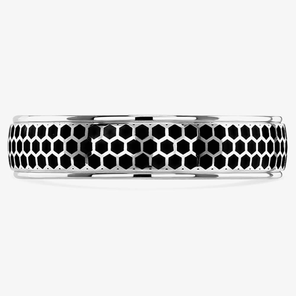 Brown & Newirth Geo Platinum Black Ceramic Honeycomb 5mm Ring C6ZNP52 5.0 PLT