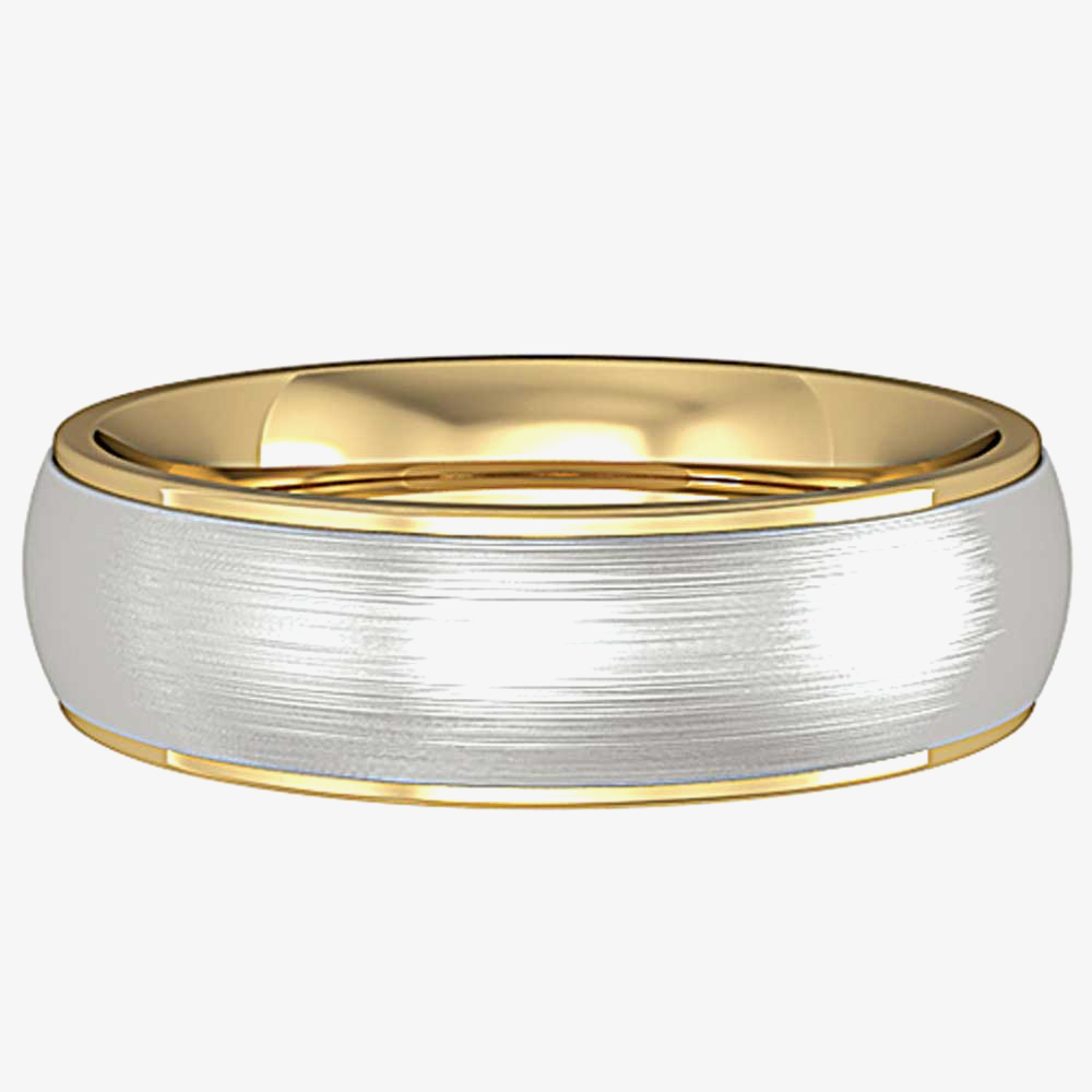 9ct Two-Tone Satin 6mm Court Ring R46E081
