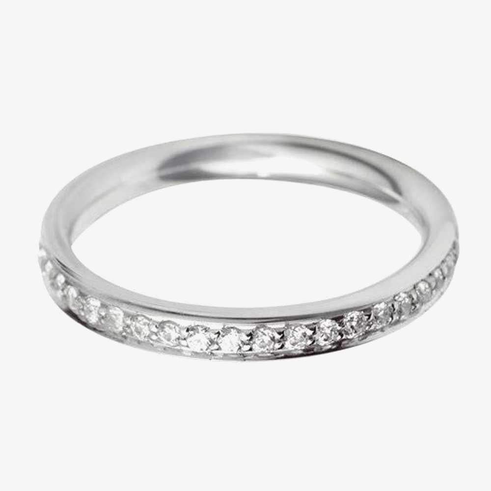 Platinum 2.5mm Full Grain Set Diamond Court Wedding Ring WG11/2.5R125PlaT HSI