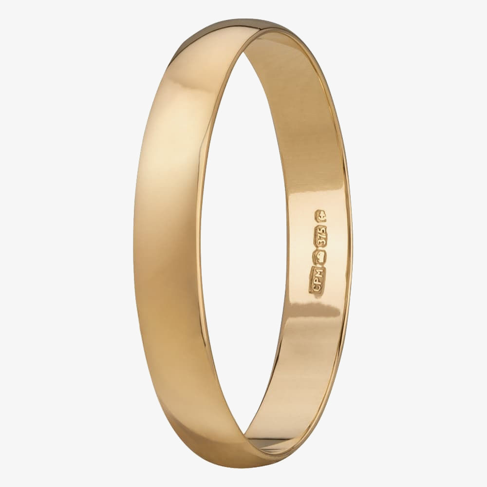 9ct Yellow Gold Lightweight 4mm D-shape Wedding Ring TADH041