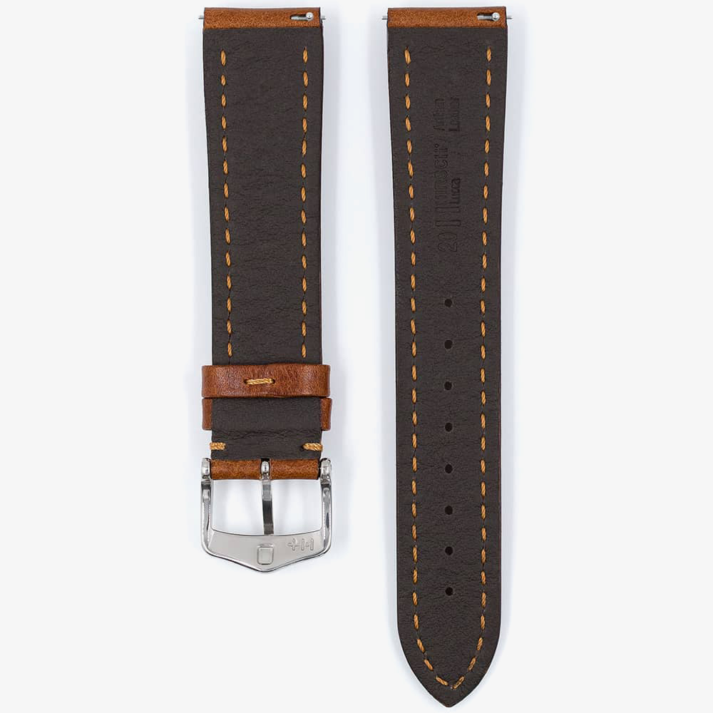 HIRSCH LUCCA Long Tuscan Gold Brown Leather Watch Strap 049 02 0 70-2