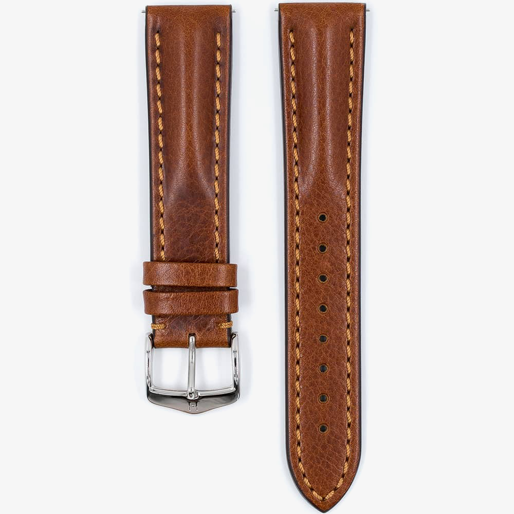 HIRSCH LUCCA Long Tuscan Gold Brown Leather Watch Strap 049 02 0 70-2