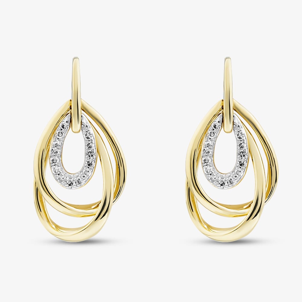 Gold Plated 0.12ct Brilliant Cut Lab Grown Diamond Triple Oval Earrings LGE47086