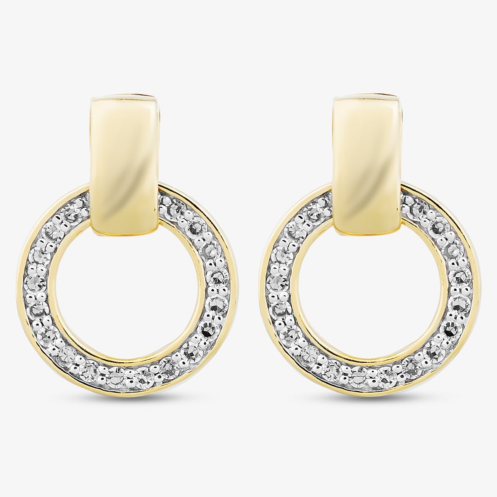 Gold Plated 0.25ct Brilliant Cut Lab Grown Diamond Open Circle Earrings LGE47088
