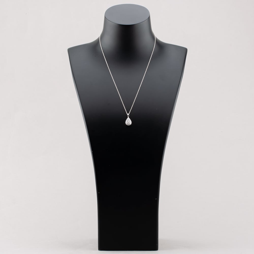 Sterling Silver 0.25ct Certificated Brilliant Cut Lab Grown Diamond Pear Shaped Cluster Pendant Necklace LGP40247-25