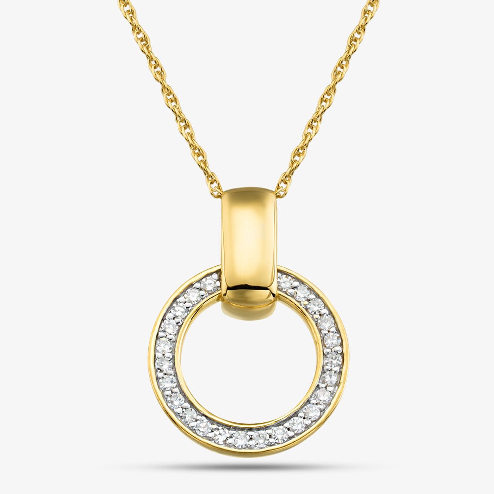Gold Plated 0.15ct Certificated Brilliant Cut Lab Grown Diamond Circle Pendant Necklace LGP47087