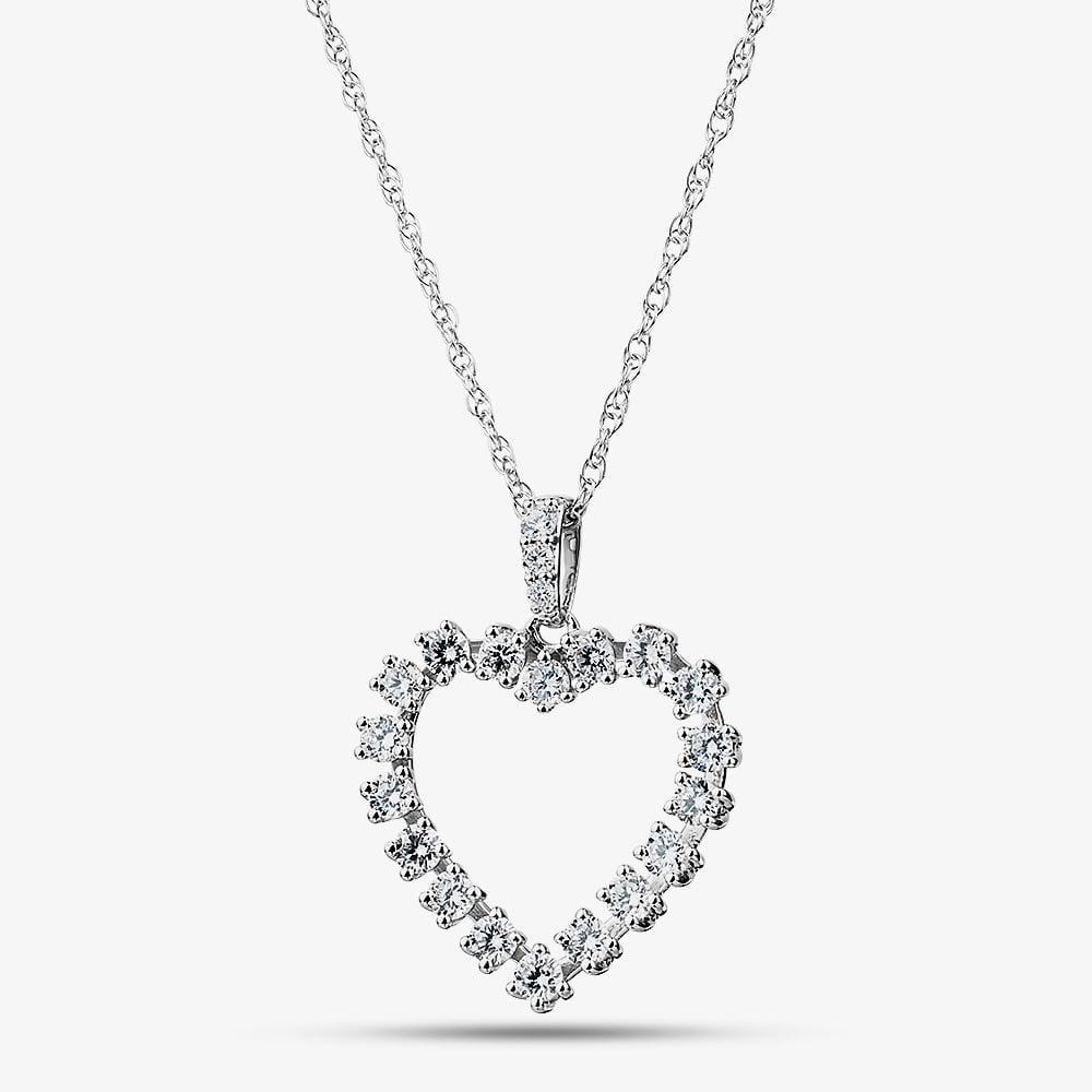 Pure Brilliance Sterling Silver 1.00ct Certificated Lab Grown Diamond Open Heart Pendant LGP48438-100SF