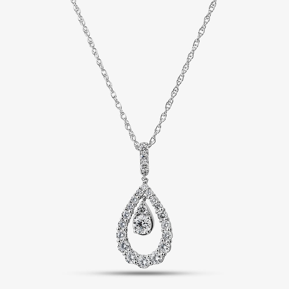 Pure Brilliance Sterling Silver 1.00ct Lab Grown Diamond Teardrop Pendant LGP46727-100SF