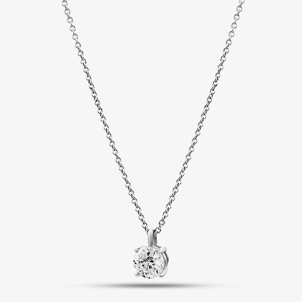 18ct White Gold 1.00ct Brilliant Cut Lab Grown Diamond Pendant Necklace P4336W/100C