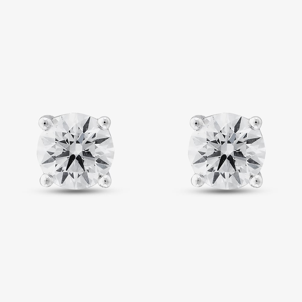 18t White Gold 1.00ct Certificated Brilliant Cut Lab Grown Diamond Stud Earrings 118NT-W004