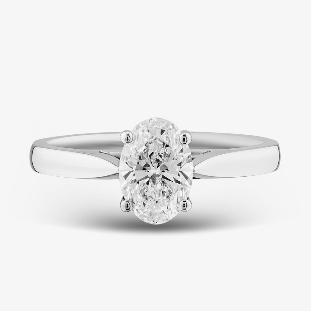 Platinum 1.00ct Certificated Oval Cut Lab Grown Diamond Solitaire Ring 196MT-P012