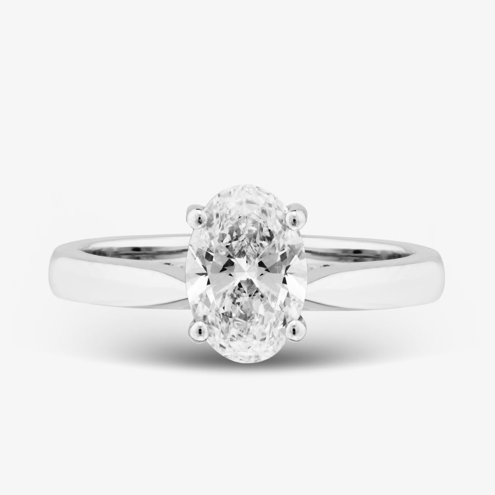 Platinum 1.00ct Certificated Oval Cut Lab Grown Diamond Solitaire Ring 196MT-P013