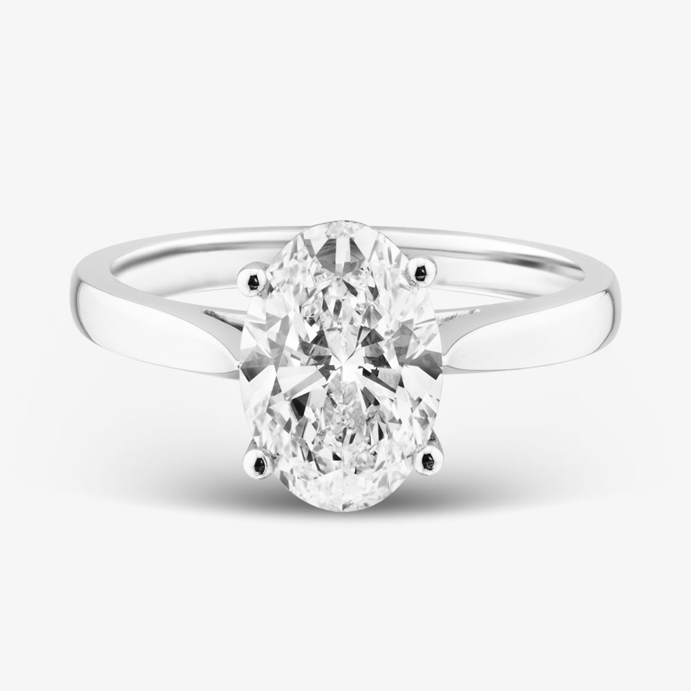 Platinum 2.01ct Certificated Oval Cut Lab Grown Diamond Solitaire Ring 196MY-P009
