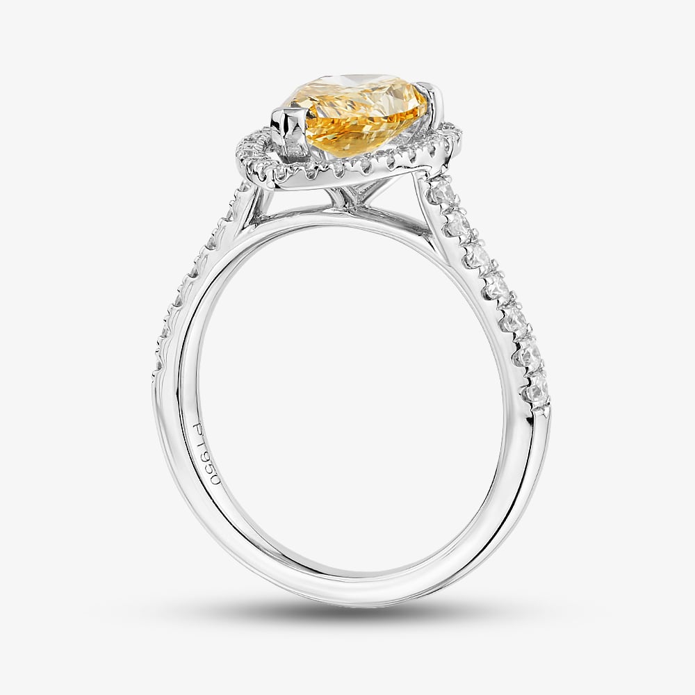 Platinum 2.63ct Certificated Yellow Pear Cut Lab Grown Diamond Cluster Ring HLM518-HAPS12