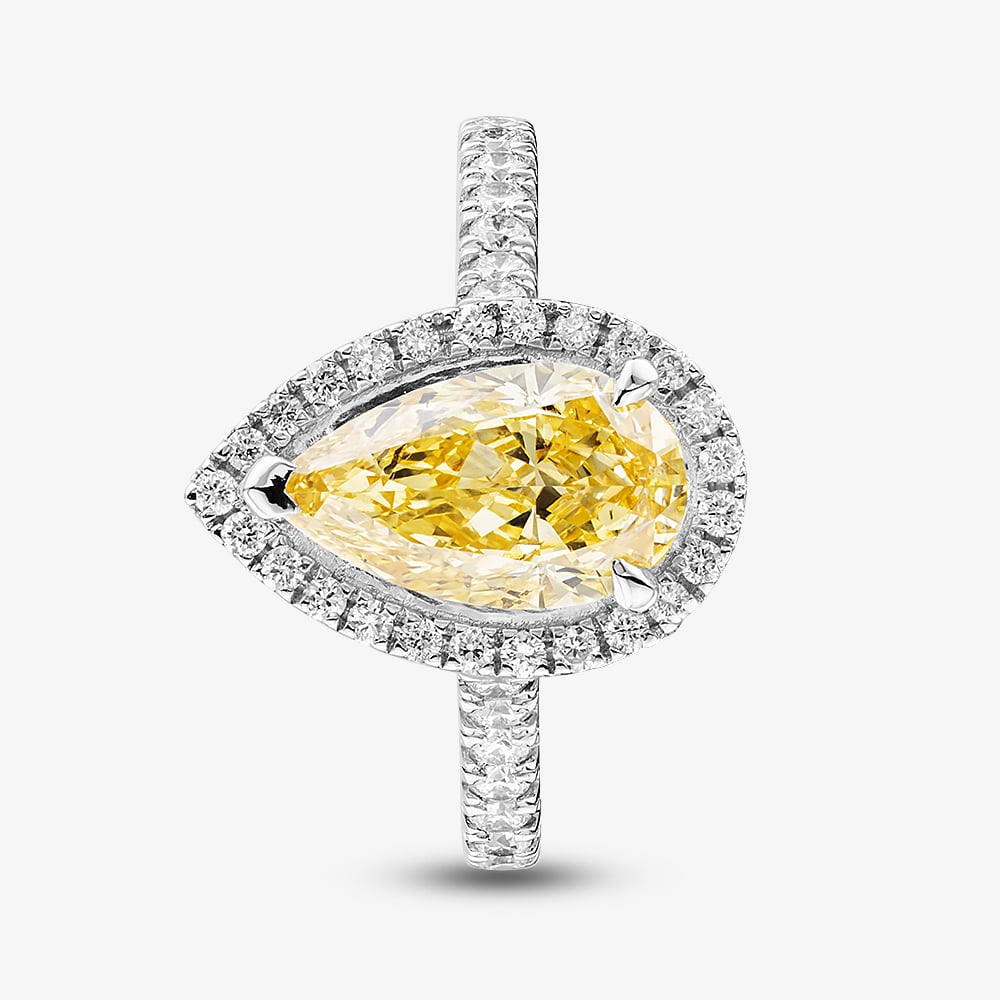 Platinum 2.63ct Certificated Yellow Pear Cut Lab Grown Diamond Cluster Ring HLM518-HAPS12