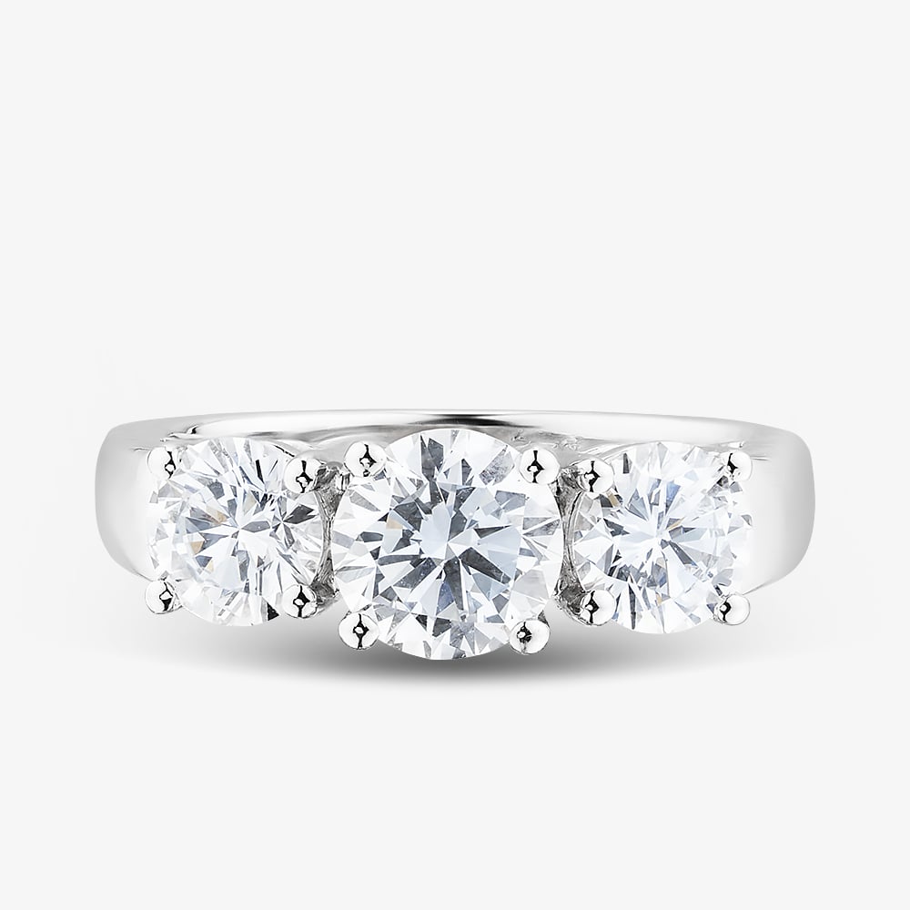 Platinum 2.00ct Brilliant Cut Lab Grown Diamond Three Stone Ring LGR5026-200