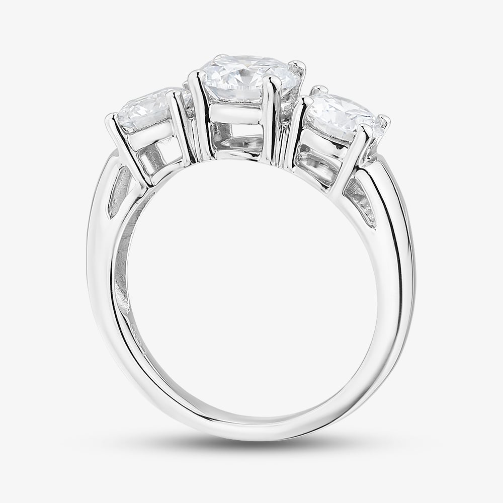 Platinum 2.00ct Brilliant Cut Lab Grown Diamond Three Stone Ring LGR5026-200