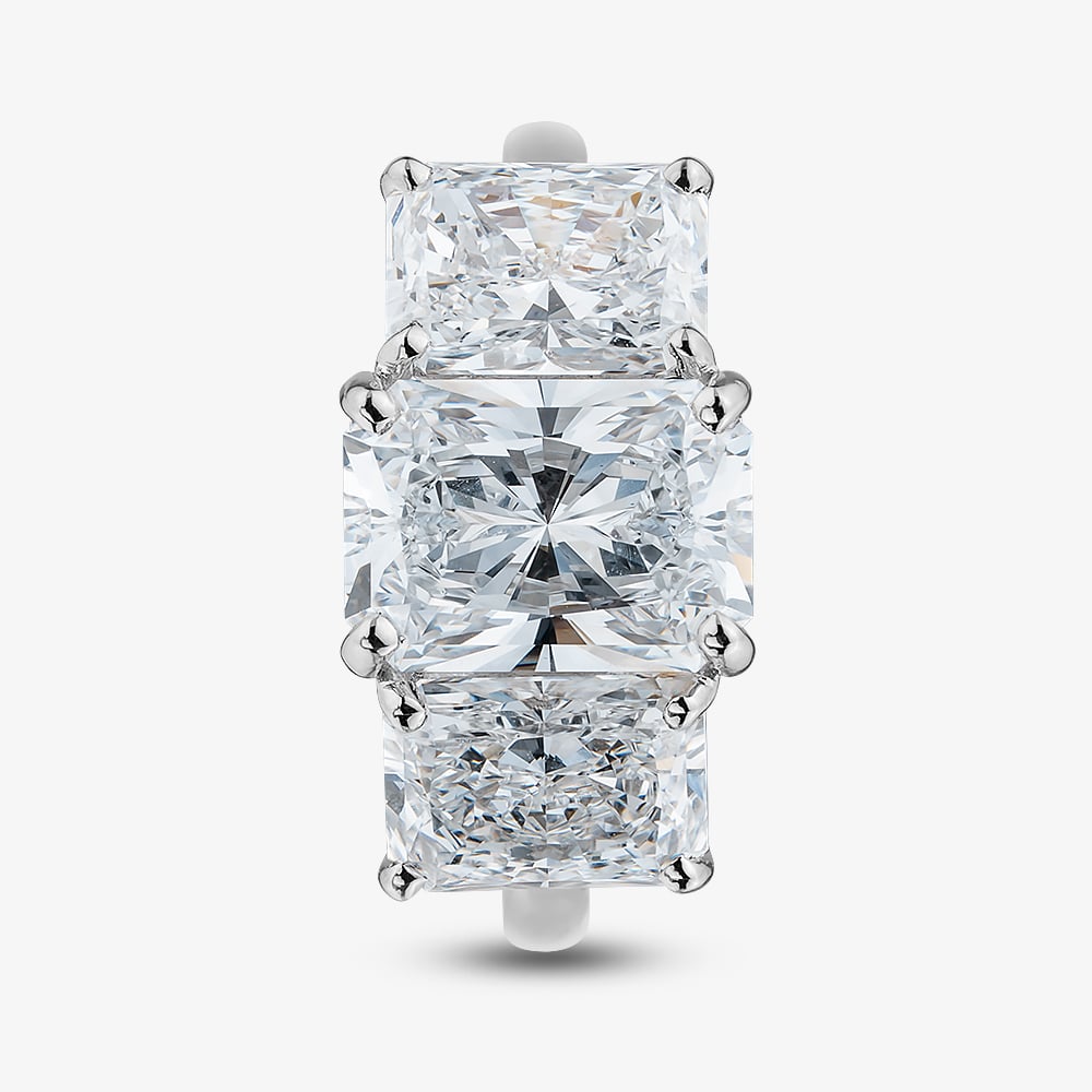 Platinum 5.08ct Certificated Radiant Cut Lab Grown Diamond Three Stone Ring U3785