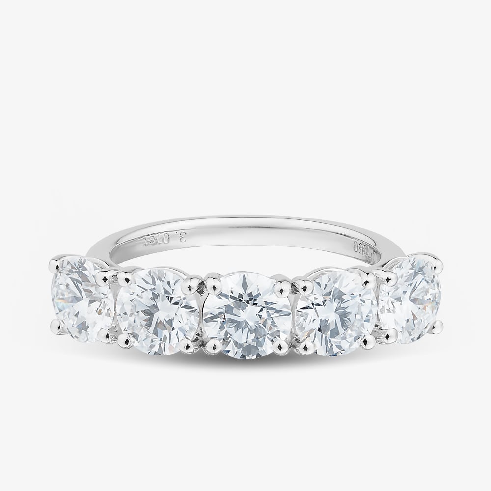 Platinum 3.01ct Certificated Round Cut Lab Grown Diamond Eternity Ring U3740