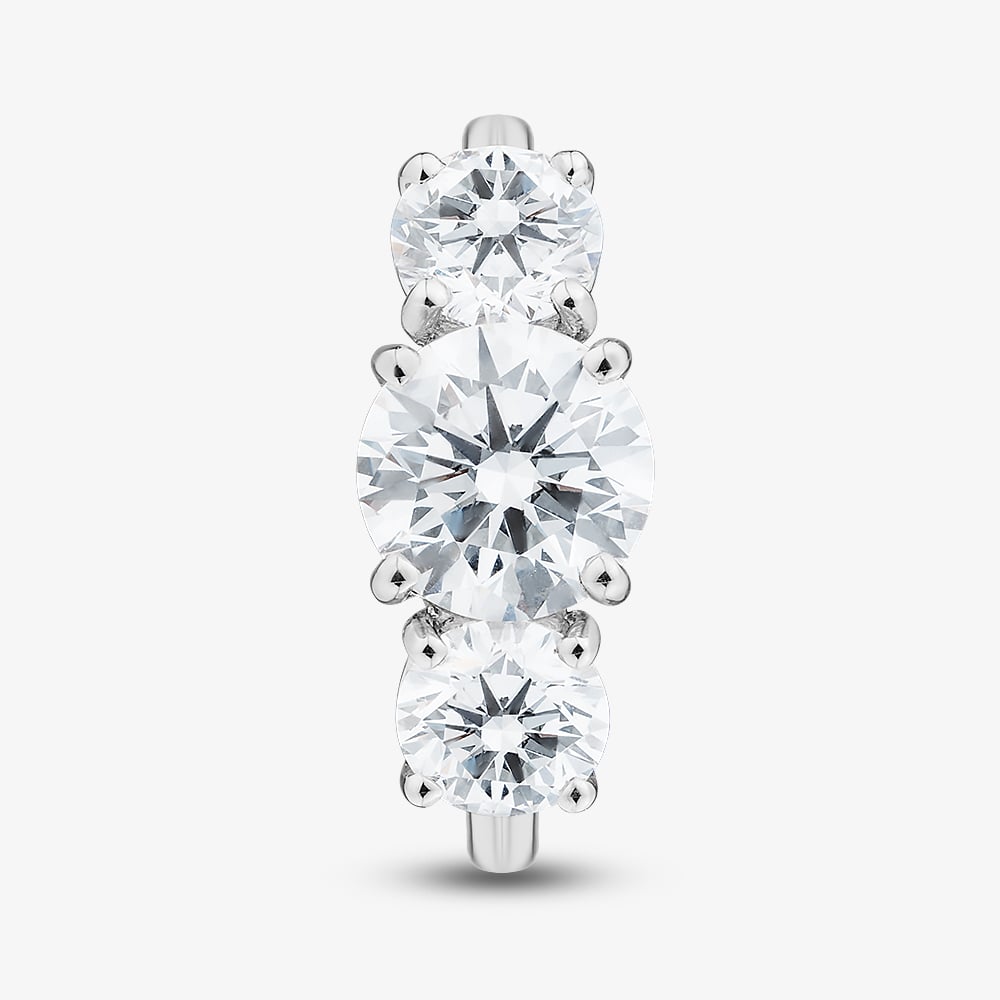 Platinum 3.51ct Certificated Round Brilliant Cut Lab Grown Diamond Three Stone Ring U3617