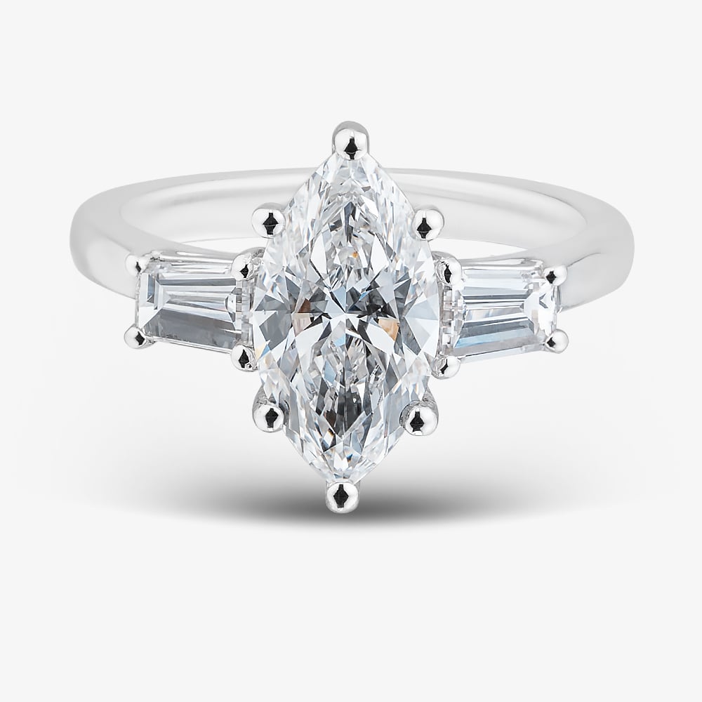 Platinum 2.62ct Certificated Marquise Cut Lab Grown Diamond Shoulder Set Solitaire Ring MISC 3