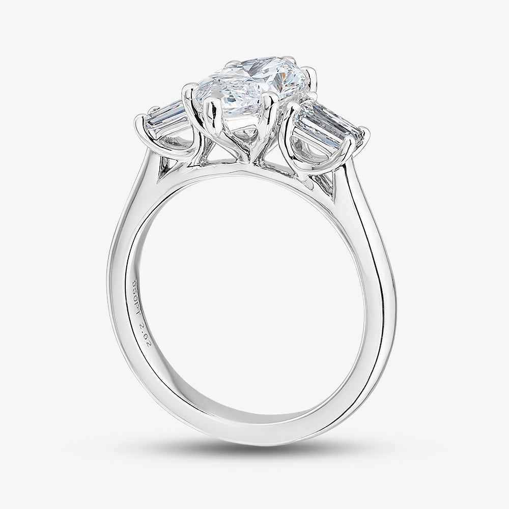Platinum 2.62ct Certificated Marquise Cut Lab Grown Diamond Shoulder Set Solitaire Ring MISC 3