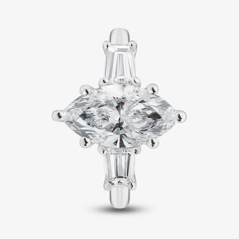 Platinum 2.62ct Certificated Marquise Cut Lab Grown Diamond Shoulder Set Solitaire Ring MISC 3