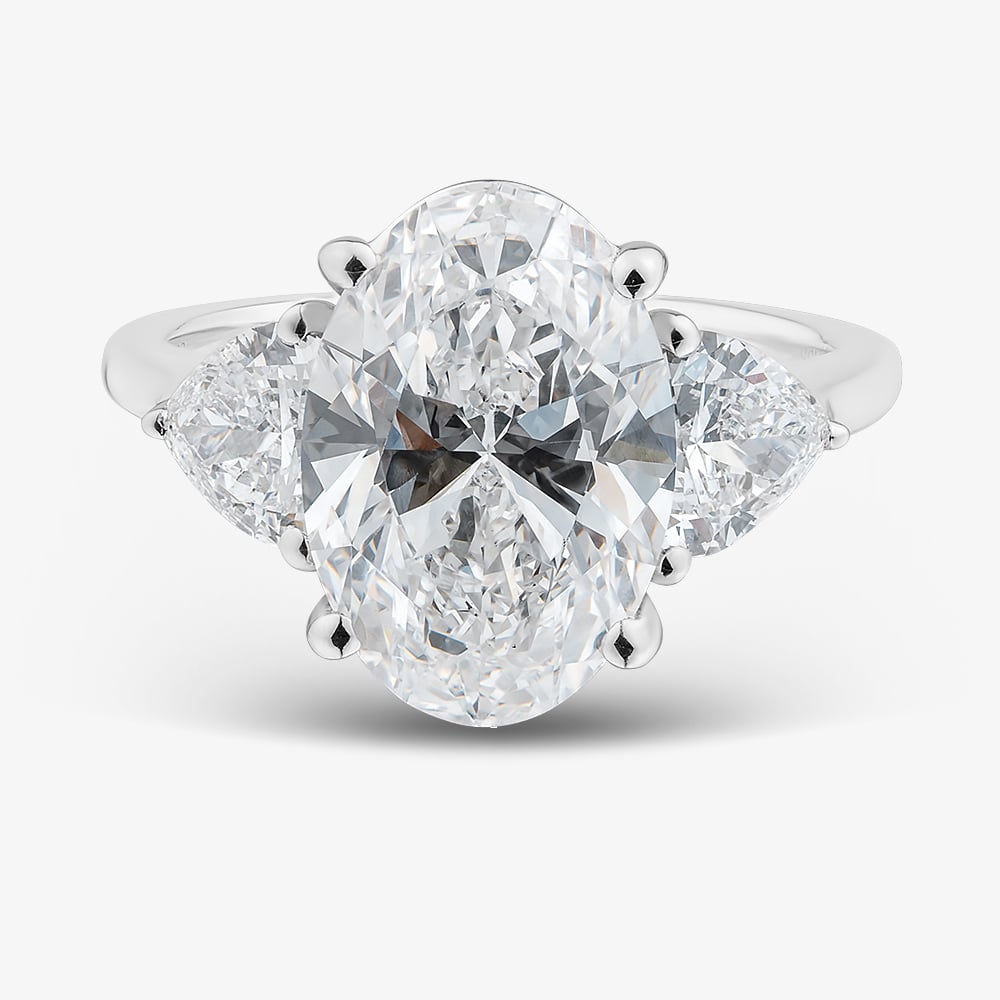 Platinum 5.05ct Certificated Oval Cut Lab Grown Diamond Three Stone Ring MISC 1