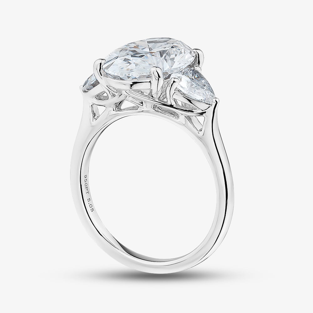 Platinum 5.05ct Certificated Oval Cut Lab Grown Diamond Three Stone Ring MISC 1