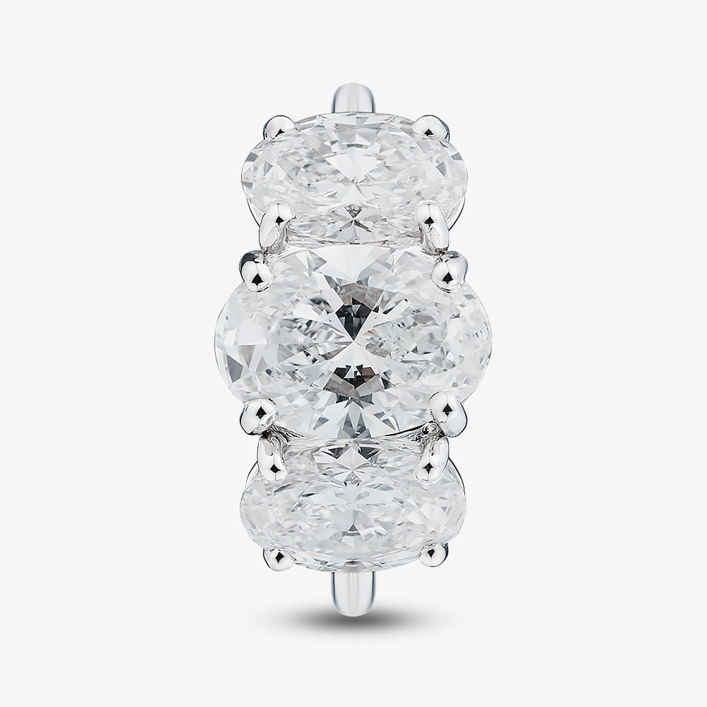 Platinum 5.03ct Certificated Oval Cut Lab Grown Diamond Three Stone Ring U3806