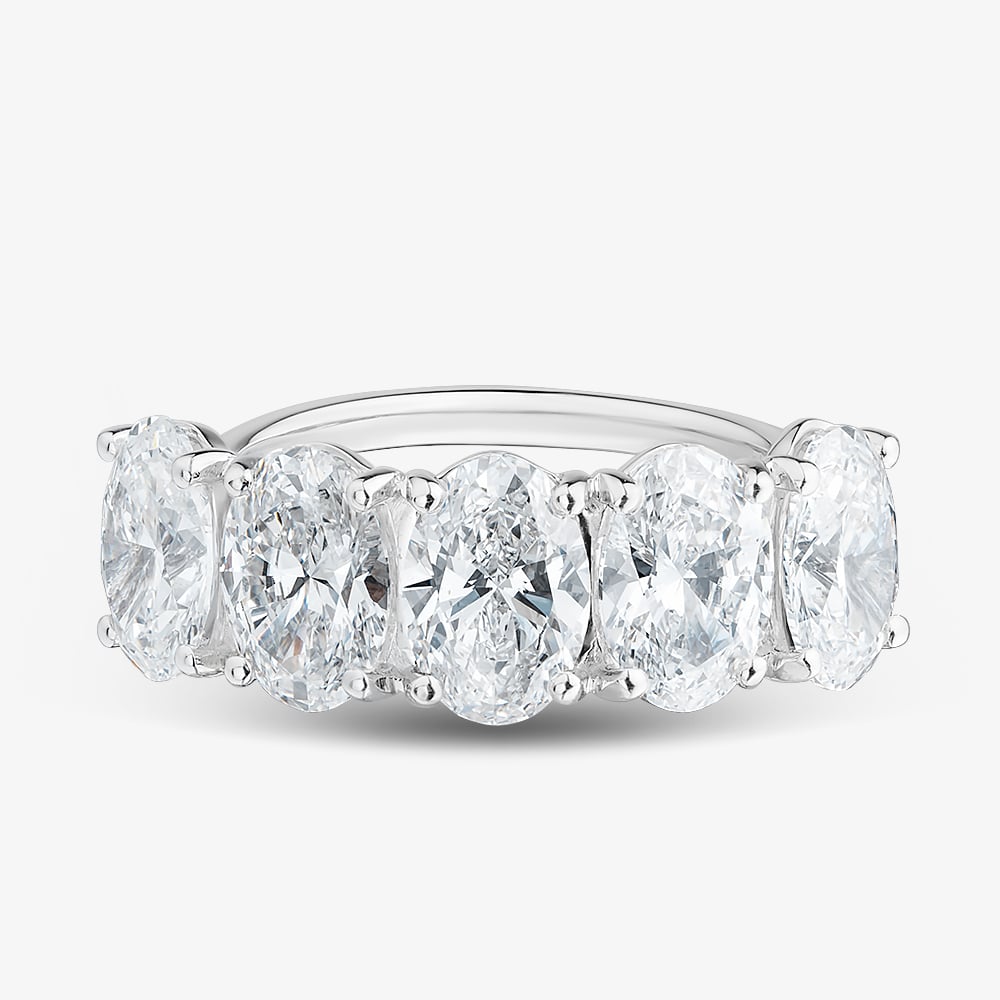 Platinum 5.06ct Certificated Oval Cut Lab Grown Diamond Eternity Ring U3796