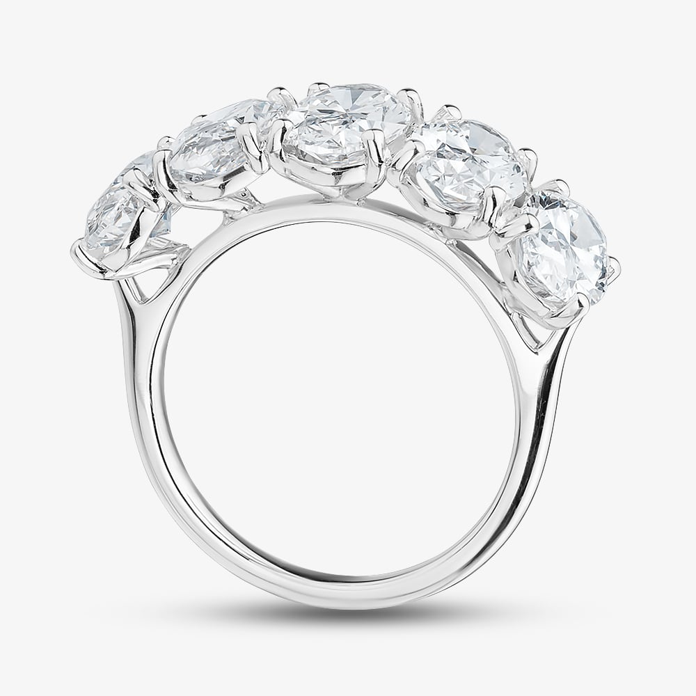 Platinum 5.06ct Certificated Oval Cut Lab Grown Diamond Eternity Ring U3796
