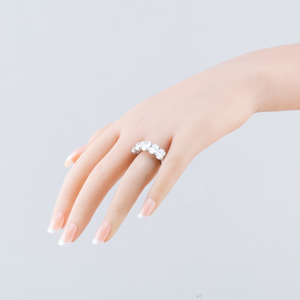 Platinum 5.06ct Certificated Oval Cut Lab Grown Diamond Eternity Ring U3796