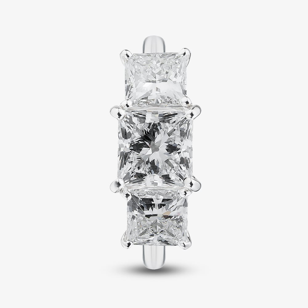 Platinum 4.07ct Certificated Princess Cut Lab Grown Diamond Three Stone Ring U3811