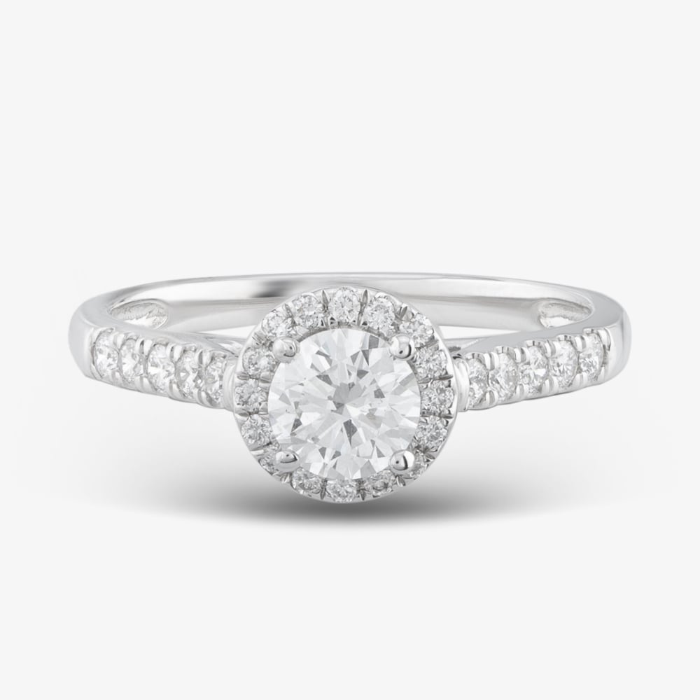 9ct White Gold 0.75ct Certificated Brilliant Cut Lab Grown Diamond Shoulder Set Solitaire Ring LGR40944-75 (WG)