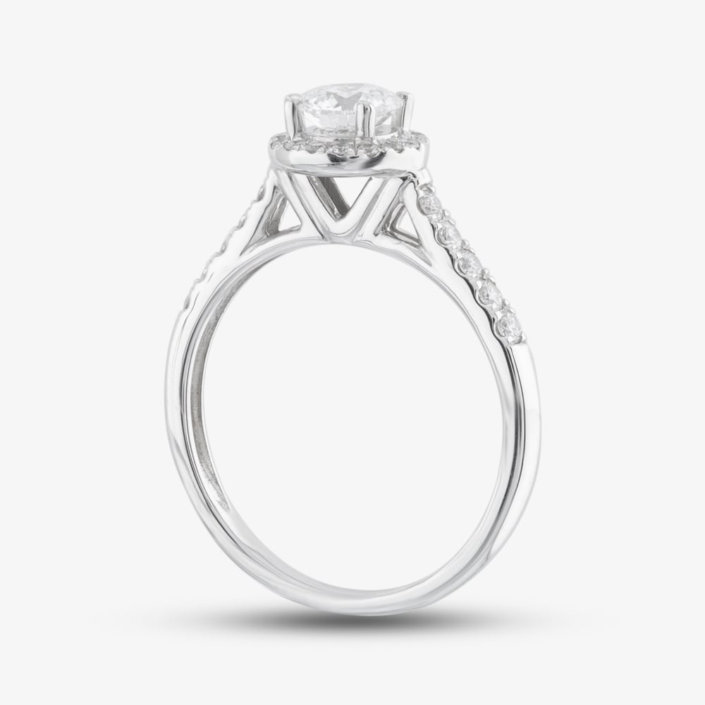 9ct White Gold 0.75ct Certificated Brilliant Cut Lab Grown Diamond Shoulder Set Solitaire Ring LGR40944-75 (WG)