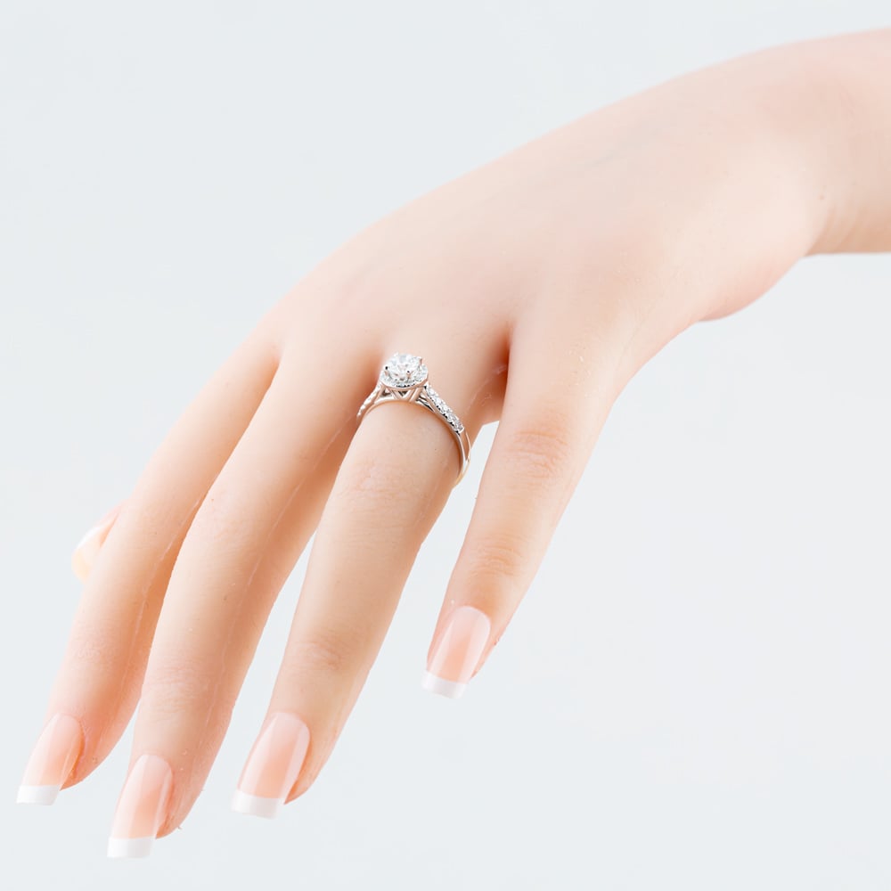 9ct White Gold 0.75ct Certificated Brilliant Cut Lab Grown Diamond Shoulder Set Solitaire Ring LGR40944-75 (WG)