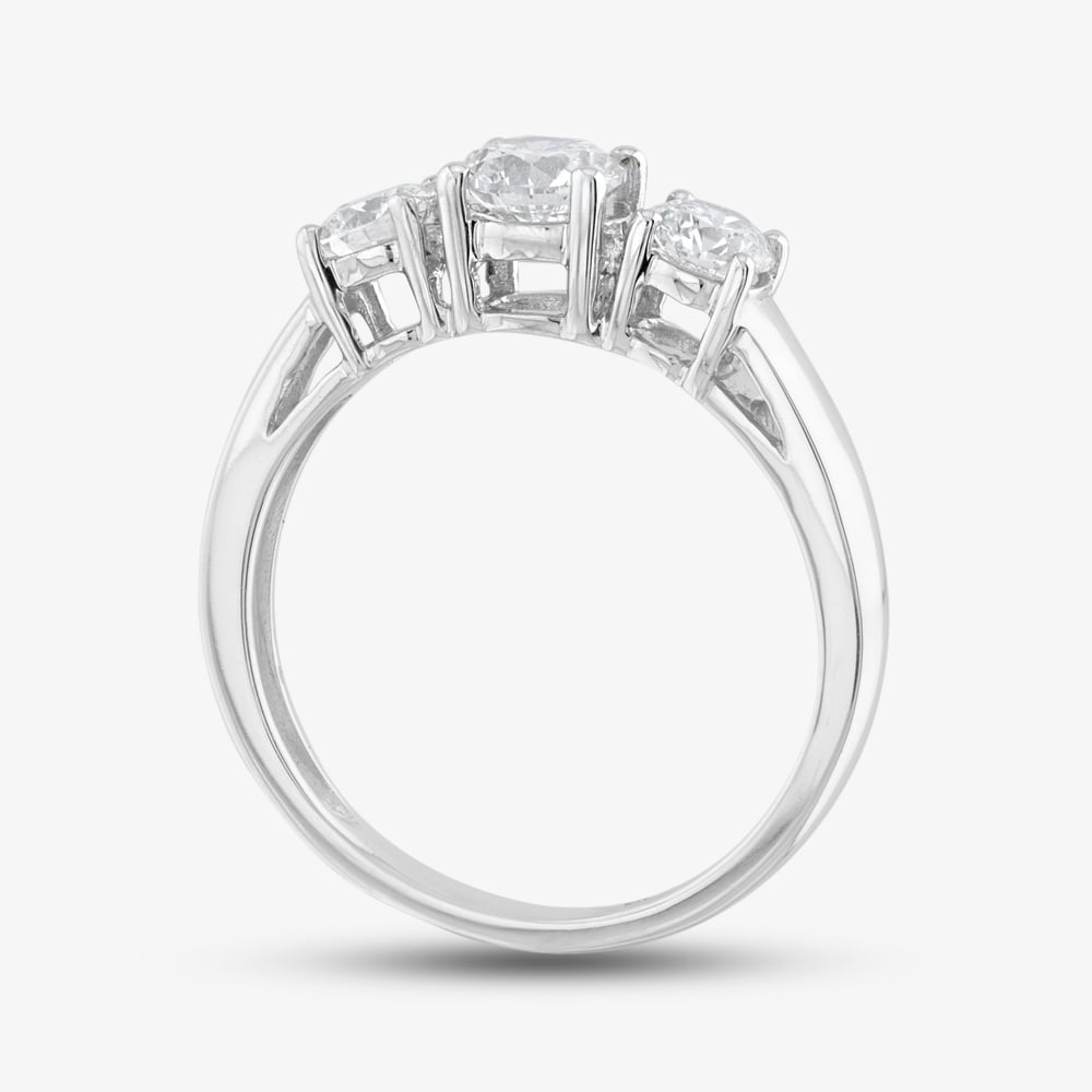 9ct White Gold 1.00ct Certificated Brilliant Cut Lab Grown Diamond Three Stone Ring LGR5026-100 (WG)