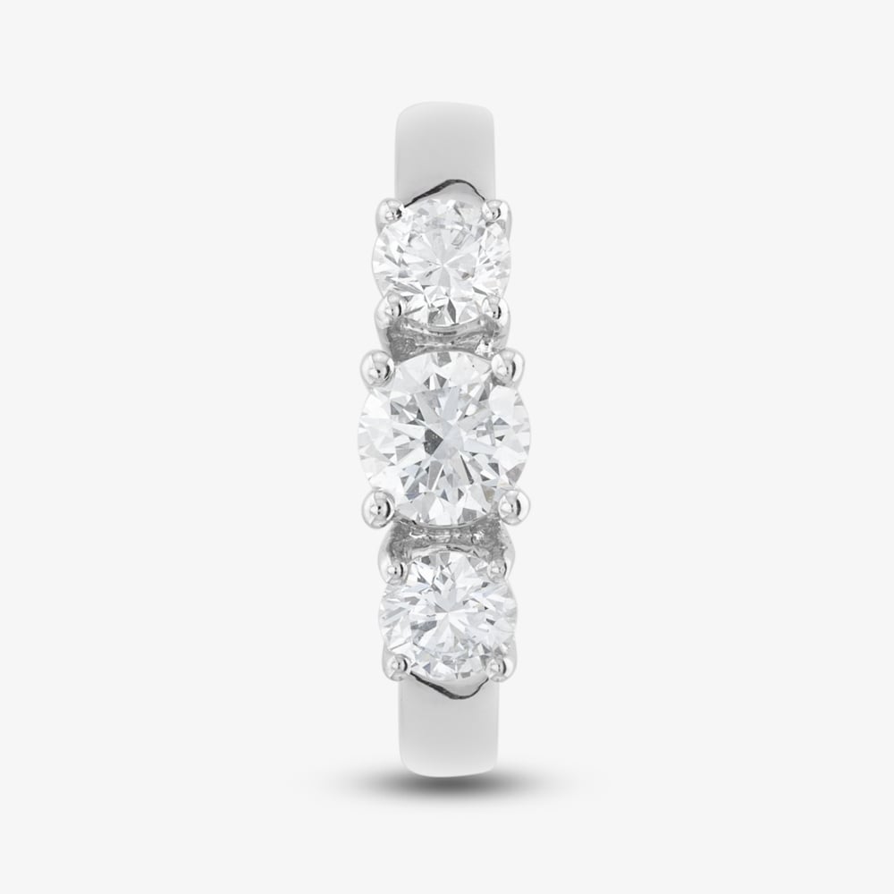 9ct White Gold 1.00ct Certificated Brilliant Cut Lab Grown Diamond Three Stone Ring LGR5026-100 (WG)