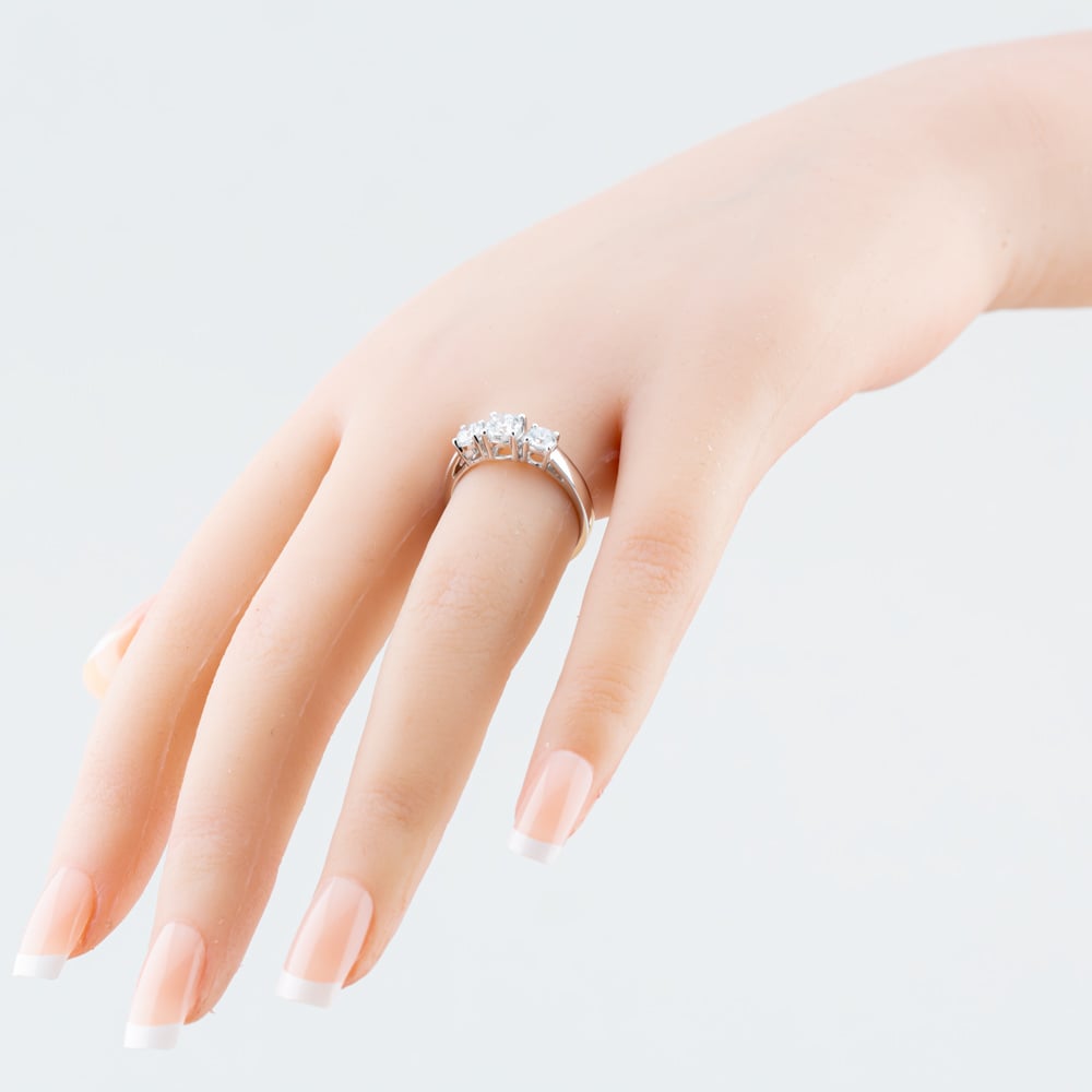 9ct White Gold 1.00ct Certificated Brilliant Cut Lab Grown Diamond Three Stone Ring LGR5026-100 (WG)