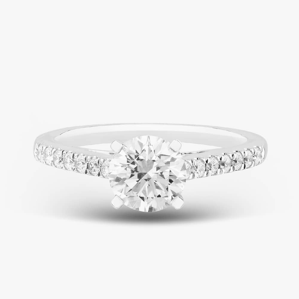 9ct White Gold 1.20ct Brilliant Cut Lab Grown Diamond Shoulder Set Solitaire Ring LGR35523-120 (WG)